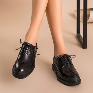 BeauToday Brogue Shoes Women Flat Platform Top Quality Genuine Cow Leather Round Toe Lace-Up Lady Shoes Handmade 21403