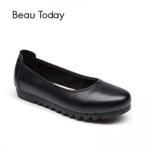 BeauToday Women Flats Office Ladies Shoes Nappa Genuine Cow Leather Slip On Style Top Brand Boat Shoes Handmade 15008