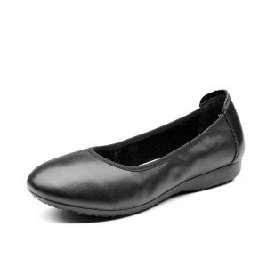 BeauToday Women Work Shoes Cow Leather Slip On Round Toe Nappa Genuine Leather Office Ladies Shoes Handmade15006